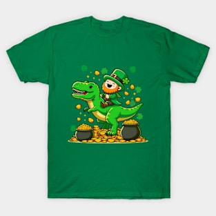 Leprechaun T-rex Dino Kids St Patricks Day Boys T-Shirt